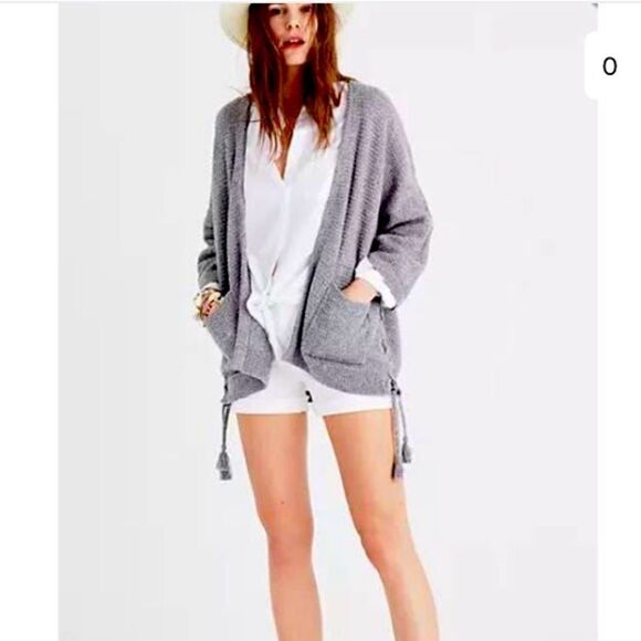 Madewell Side-Lace Open Cardigan Sweater in grey - Picture 1 of 8